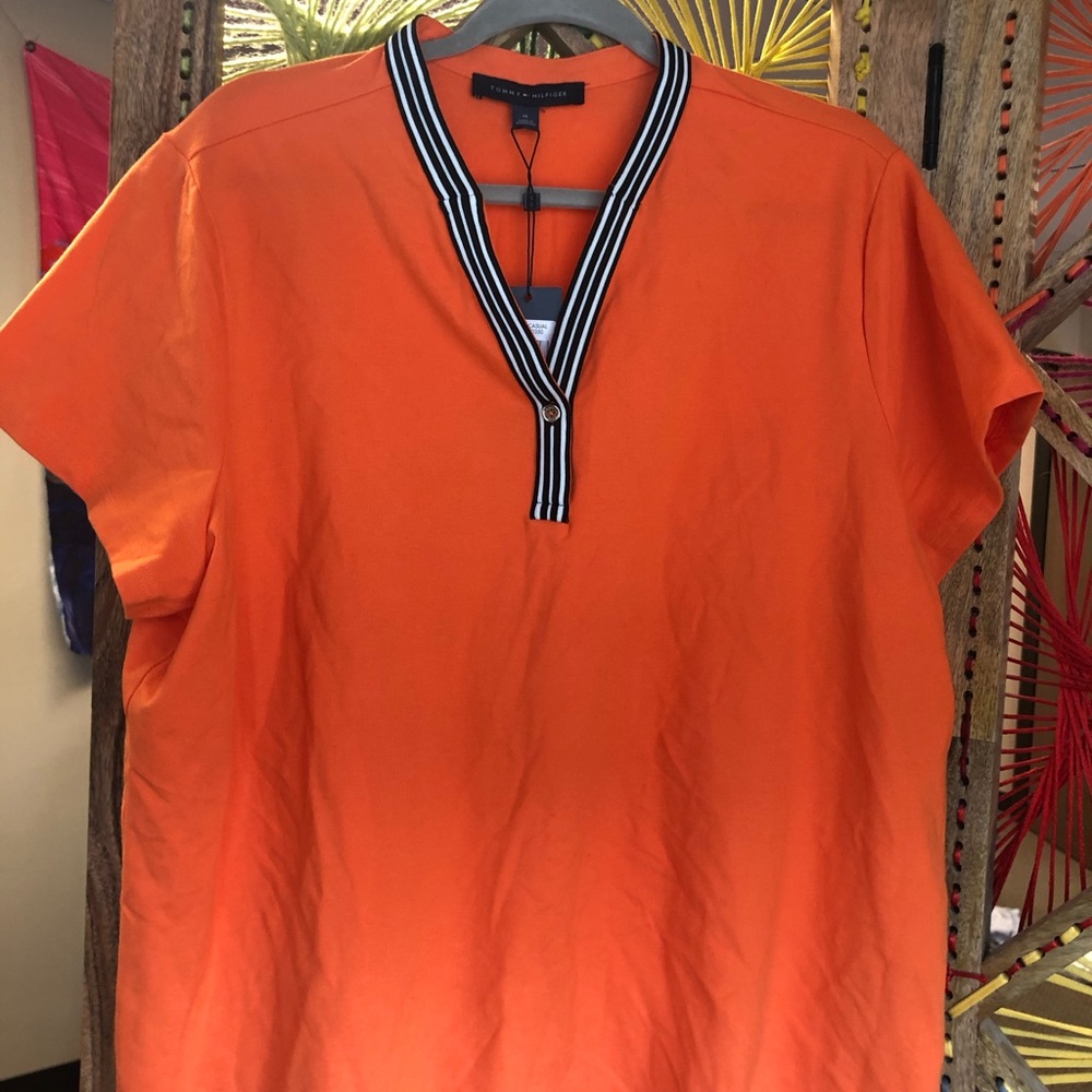 Women’s orange V-neck Tommy Hilfiger tee